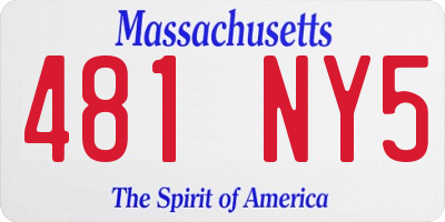 MA license plate 481NY5