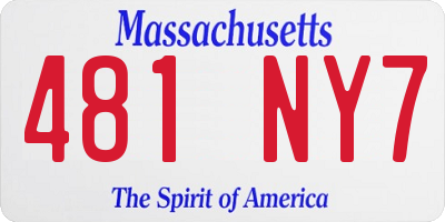 MA license plate 481NY7
