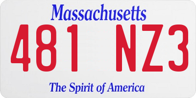 MA license plate 481NZ3
