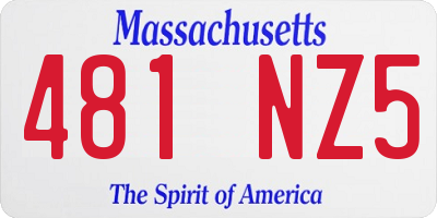 MA license plate 481NZ5