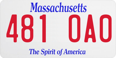 MA license plate 481OA0