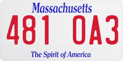 MA license plate 481OA3