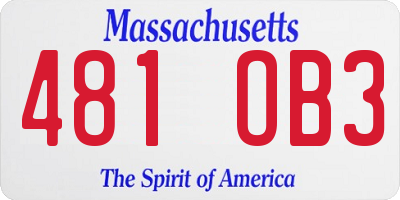 MA license plate 481OB3