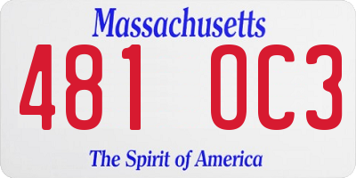 MA license plate 481OC3