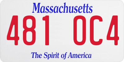 MA license plate 481OC4