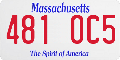 MA license plate 481OC5