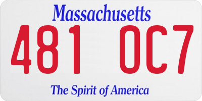 MA license plate 481OC7