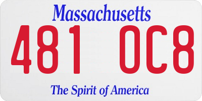 MA license plate 481OC8