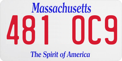 MA license plate 481OC9