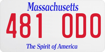 MA license plate 481OD0