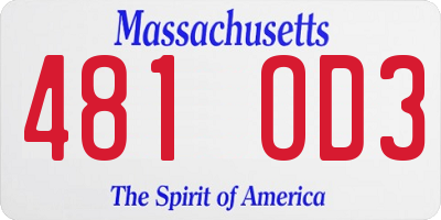 MA license plate 481OD3