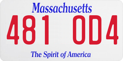 MA license plate 481OD4