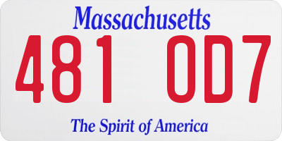 MA license plate 481OD7