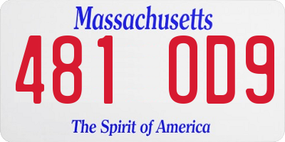 MA license plate 481OD9