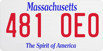 MA license plate 481OE0