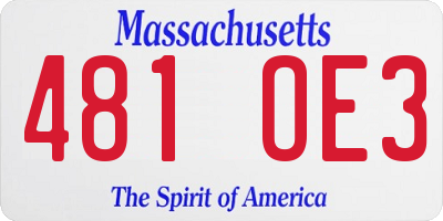MA license plate 481OE3