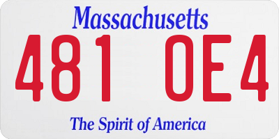 MA license plate 481OE4