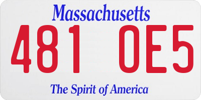 MA license plate 481OE5