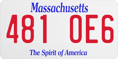 MA license plate 481OE6