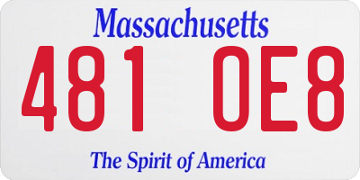 MA license plate 481OE8