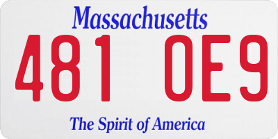 MA license plate 481OE9
