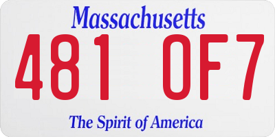 MA license plate 481OF7