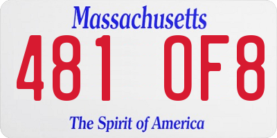 MA license plate 481OF8