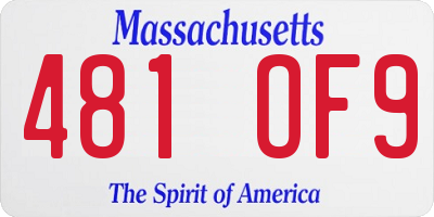 MA license plate 481OF9