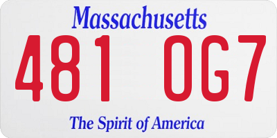 MA license plate 481OG7
