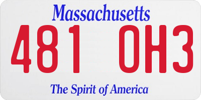 MA license plate 481OH3