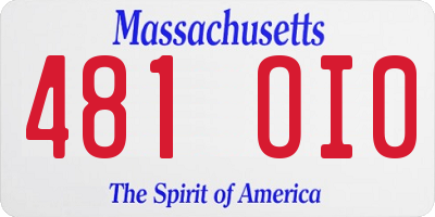 MA license plate 481OI0