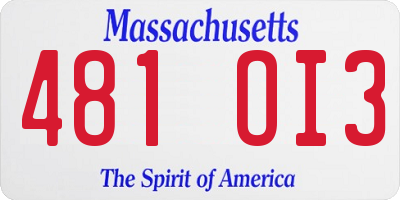 MA license plate 481OI3