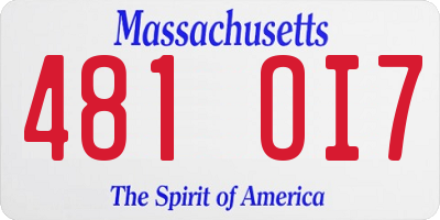 MA license plate 481OI7