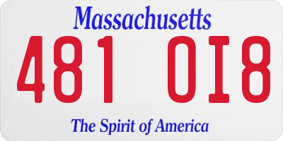 MA license plate 481OI8