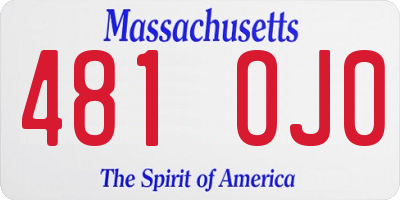 MA license plate 481OJ0