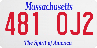 MA license plate 481OJ2