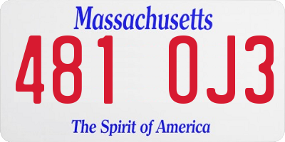 MA license plate 481OJ3