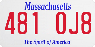 MA license plate 481OJ8