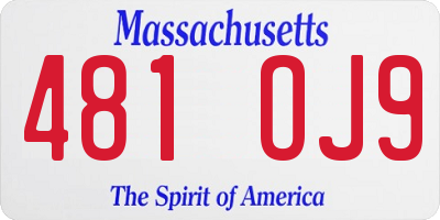 MA license plate 481OJ9
