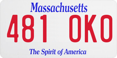 MA license plate 481OK0