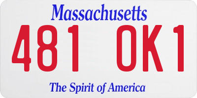 MA license plate 481OK1