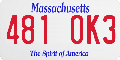 MA license plate 481OK3