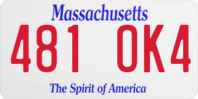 MA license plate 481OK4