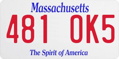 MA license plate 481OK5