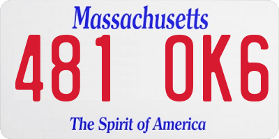 MA license plate 481OK6