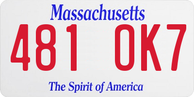MA license plate 481OK7