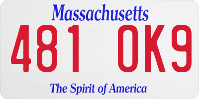 MA license plate 481OK9