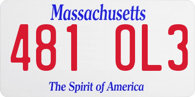 MA license plate 481OL3