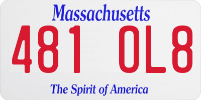 MA license plate 481OL8