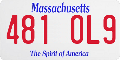 MA license plate 481OL9